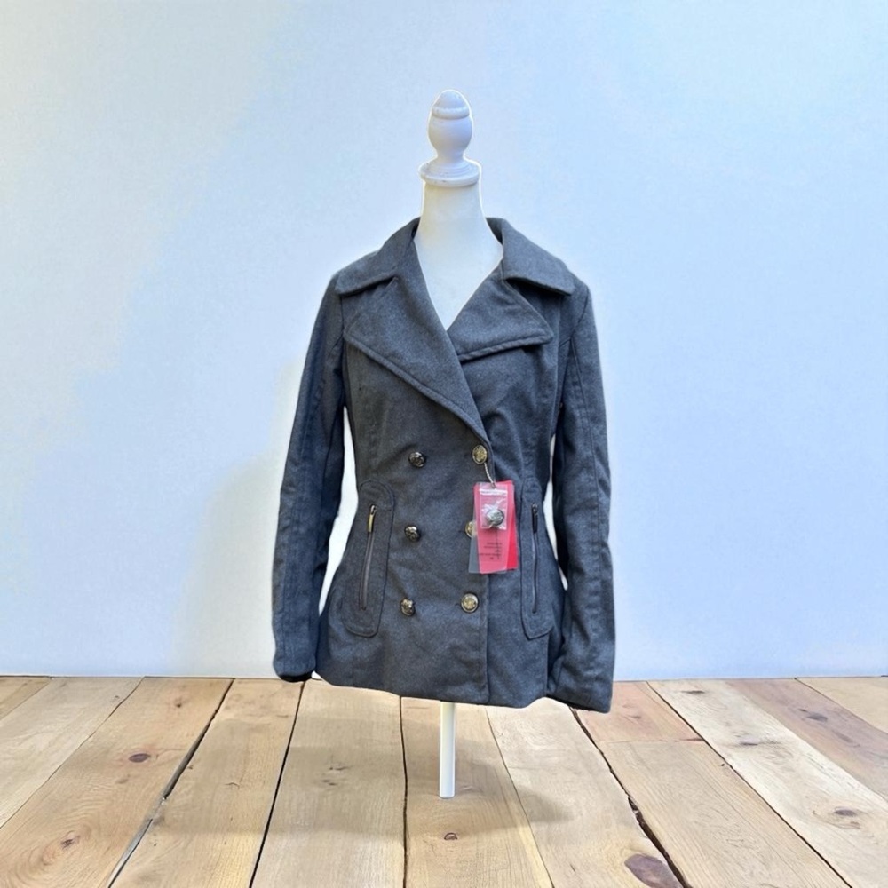 Yoki Wool Blend Pea Coat in Charcoal Gray Women’s Size Small NWT